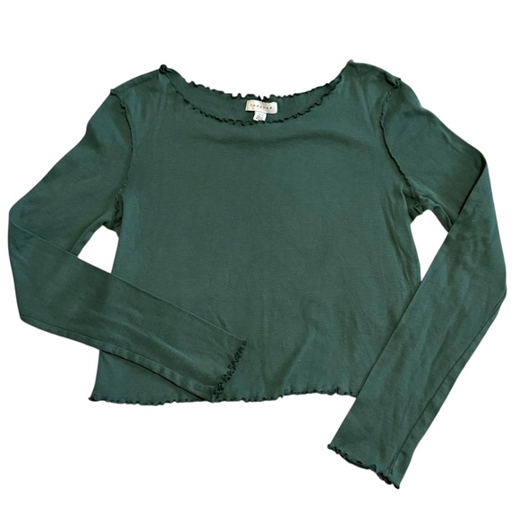 TOPSHOP Green Crop Long sleeve size Women size 14 - Picture 1 of 8